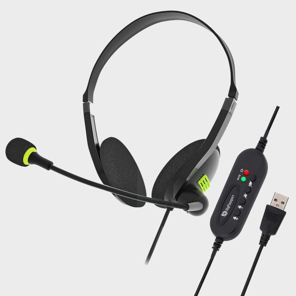 BigPassport USB Headphone with mic Wired Computer Laptop Headset for Skype Zoom Online Classes Office Call Centre Model Pro Tech 440 HSN