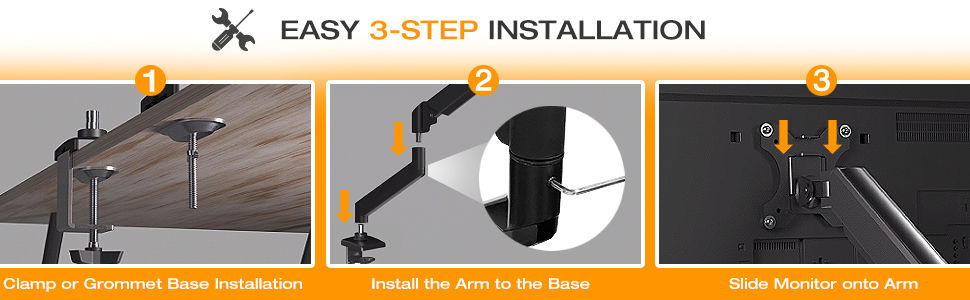 Monitor arm stand with gas spring