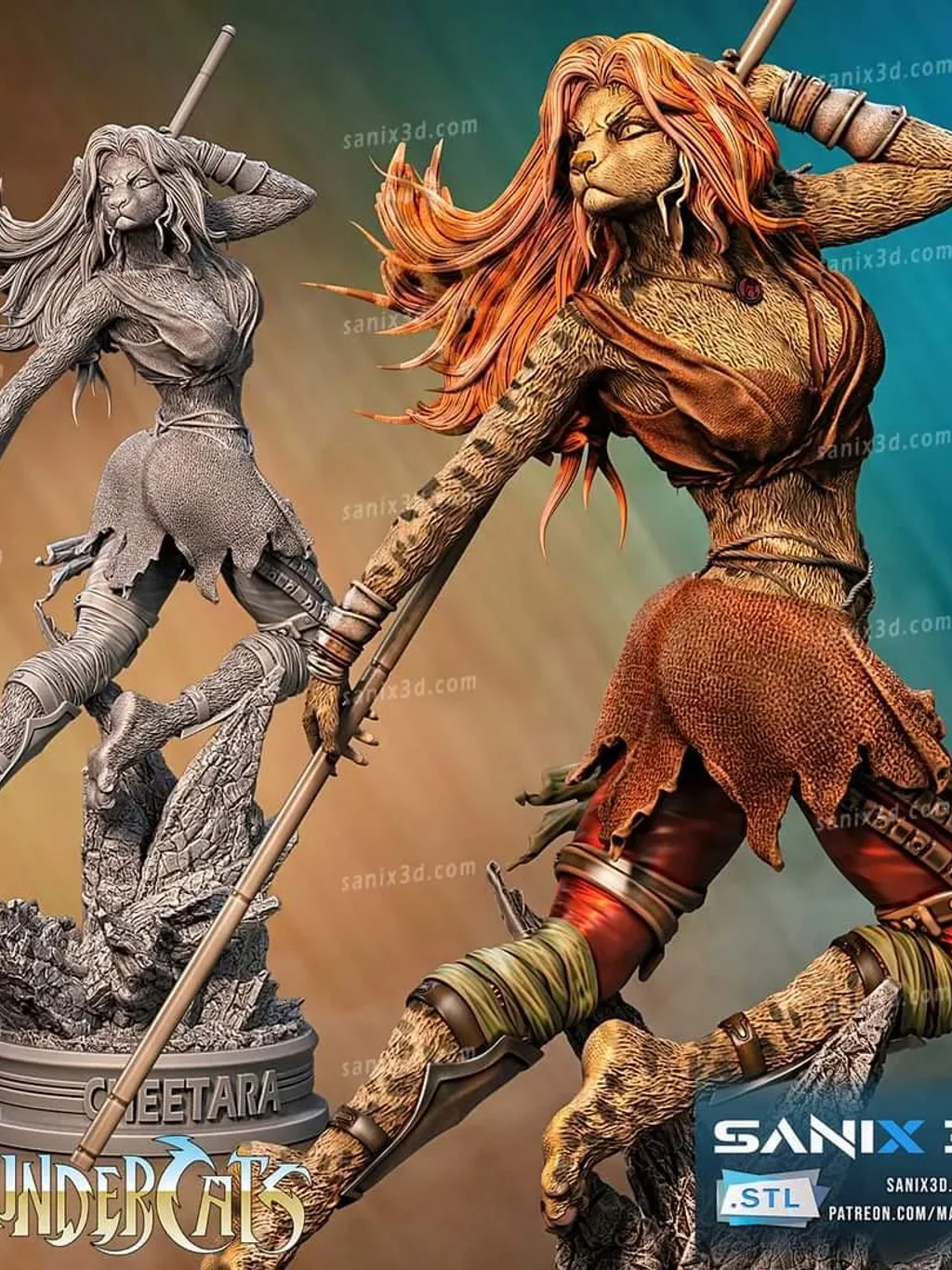 Figura cheetara - thundercats em resina 3D - Fidel Figures