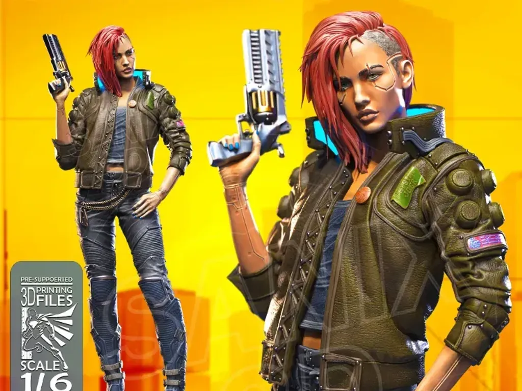 Female V Cyberpunk 2077 Game RPG Sci-Fi Figura Resina 28cm