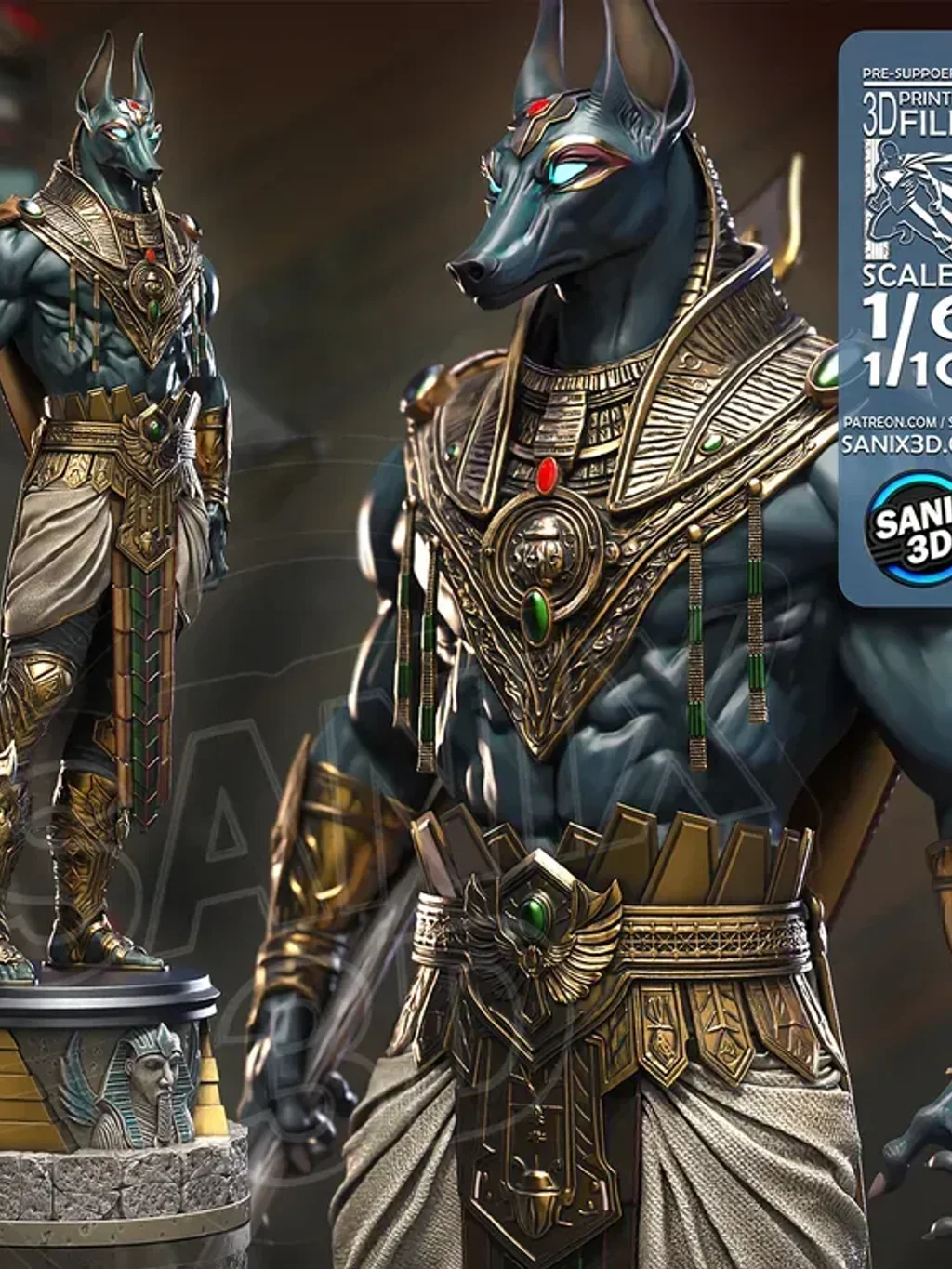 Figura Anubis - Deus dos Mortos em resina 3D - Fidel Figures