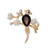 Embelished Bird Gold Lapel Pin Brooch With White Crystal Stones for Weddings In Gift Box