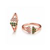 Geometric Green Crystal Rose Gold Toe Ring Set