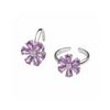 Lilac Petal Cluster Silver Toe Ring Set