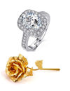 Valentine YouBella Jewellery Combo of Gold Plated Rose Flower and Solitaire Ring for Girls/Women