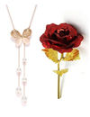 Valentine YouBella Jewellery Combo of Gold Plated Rose Flower and Necklace Chain for Girls/Women