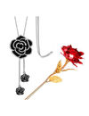 Valentine YouBella Jewellery Combo of Gold Plated Rose Flower and Necklace Chain for Girls/Women