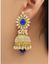 YouBella Traditional Copper Pearl Jhumki Earrings for Girls/Women (White) (Dark Blue)