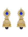 YouBella Traditional Copper Pearl Jhumki Earrings for Girls/Women (White) (Dark Blue)