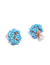 YouBella Blue Gold-Plated Floral Double-Sided Studs