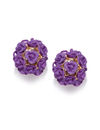 YouBella Purple Gold-Plated Floral Stone-Studded Double Sided Studs