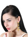 YouBella Jewellery Hanging Crystal Gold Plated Earrings for Girls and Women (Yellow)