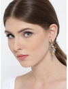 YouBella Red Gold-Plated Contemporary Stone-Studded Drop Earrings