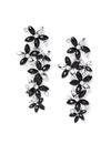 YouBella Black Silver-Plated Stone-Studded Floral Shaped Drop Earrings