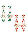 YouBella Jewellery Gold Plated Combo of 2 Drop and Dangler Earrings for Girls and Women (Multi-Color) (Red & Green)