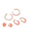 Pink Set of 3 Contemporary Hoop Earrings