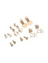 Set Of 12 Gold-Toned & White Contemporary Studs Earrings