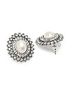 YouBella Jewellery Silver Plated Pearl Stud Earrings for Girls and Women (YBEAR_33094) (Silver)