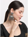 YouBella Jewellery Celebrity Inspired Oxidised Silver Big Size Jhumki Earrings for Girls and Women (Style 2)