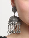 YouBella Jewellery Celebrity Inspired Oxidised Silver Big Size Jhumki Earrings for Girls and Women (Style 3)