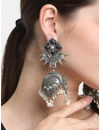 YouBella Jewellery Celebrity Inspired Oxidised Silver Big Size Jhumki Earrings for Girls and Women (Style 4)