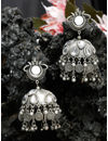 YouBella Jewellery Celebrity Inspired Oxidised Silver Big Size Jhumki Earrings for Girls and Women (Style 4)