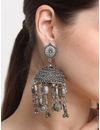 YouBella Jewellery Celebrity Inspired Oxidised Silver Big Size Jhumki Earrings for Girls and Women (Style 1)