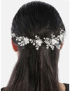 YouBella Silver-Toned  Off-White Embellished Floral Hair Accessory