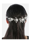 YouBella Silver-Toned  Off-White Embellished Floral Hair Accessory