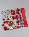 YouBella Hair Jewellery Clip Set for Baby Band for Girls (Pack of 18) (Red)