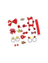 YouBella Hair Jewellery Clip Set for Baby Band for Girls (Pack of 18) (Red)