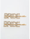 YouBella Women Gold & White Set of 2 Embellished Bobby Pins