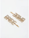 YouBella Women Gold & White Set of 2 Embellished Bobby Pins