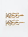 YouBella Women Gold & White Set of 2 Bobby Pins