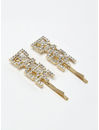 YouBella Gold-Toned & White Set of 2 Embellished Bobby Pins