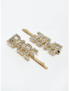 YouBella Gold-Toned & White Set of 2 Embellished Bobby Pins