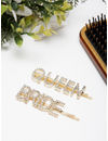 YouBella Women Gold & White Set of 2 Embellished Hair Accessory Set