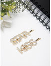 YouBella Set of 2 Gold-Toned & White Embellished Bobby Pins