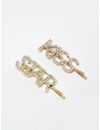 YouBella Set of 2 Gold-Toned & White Embellished Bobby Pins