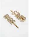 YouBella Gold-Toned & White Set of 3 Embellished Bobby Pins