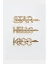 YouBella Women Gold-Toned & White Set of 3 Embellished Bobby Pins