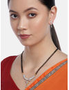 YouBella Black Gold-Plated Stone-Studded  Beaded Dual-Stranded Mangalsutra with Earrings