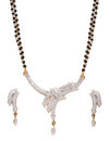 YouBella Black Gold-Plated Stone-Studded  Beaded Mangalsutra with Earrings