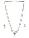 YouBella Black  Pink Gold-Plated Stone-Studded  Beaded Mangalsutra with Earrings