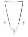 YouBella Black  Pink Gold-Plated Stone-Studded  Beaded Mangalsutra with Studs