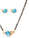 YouBella Black  Blue Gold-Plated Beaded  Stone-Studded Mangalsutra  Earrings Set