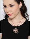 YouBella Brown Gold-Plated Crystal Stone-Studded Pendant with Chain