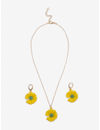 YouBella 
Gold-Plated Yellow & Green Floral-Shaped Jewellery Set