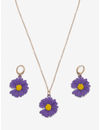 YouBella 
Gold-Plated Purple & Yellow Floral-Shaped Jewellery Set