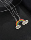 YouBella Jewellery Silver Plated Rainbow Best Friends Necklace Chain for Girls and Women (Multi-Color) (YBNK_50163)